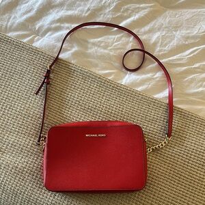 Michael Kors Red Leather Crossbody Bag